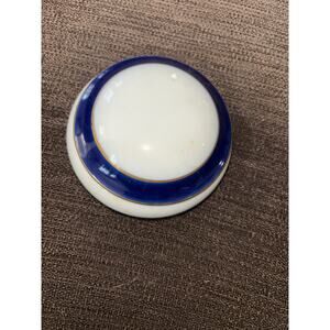 Vintage Covered Trinket Dish Made in Japan Cobalt Blue Rim & Gold Japan